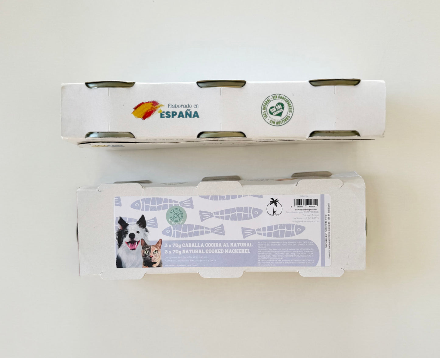 NATURAL COOKED MACKEREL TINS - 3x70g tins for dogs & cats - Tail & Tropic natural pet food