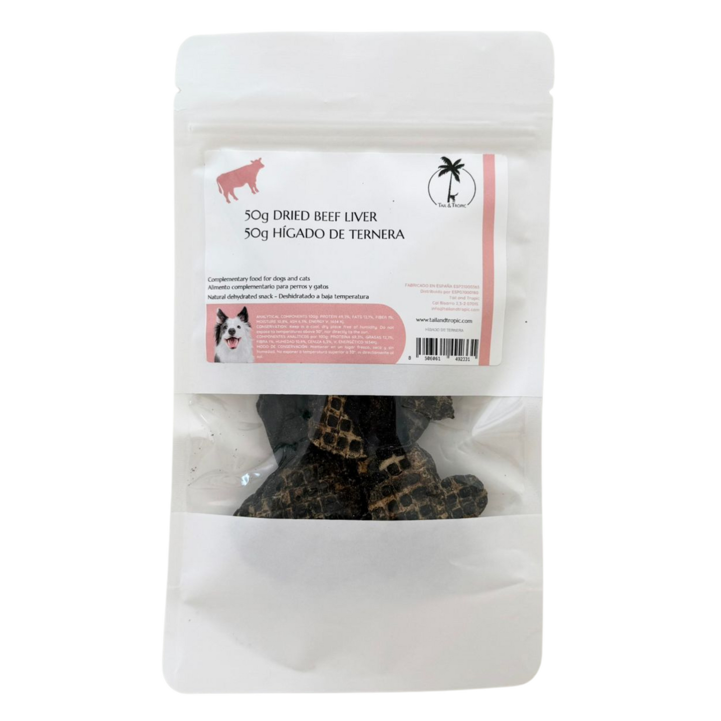 50g DRIED BEEF LIVER - Dehydrated natural snack for dogs