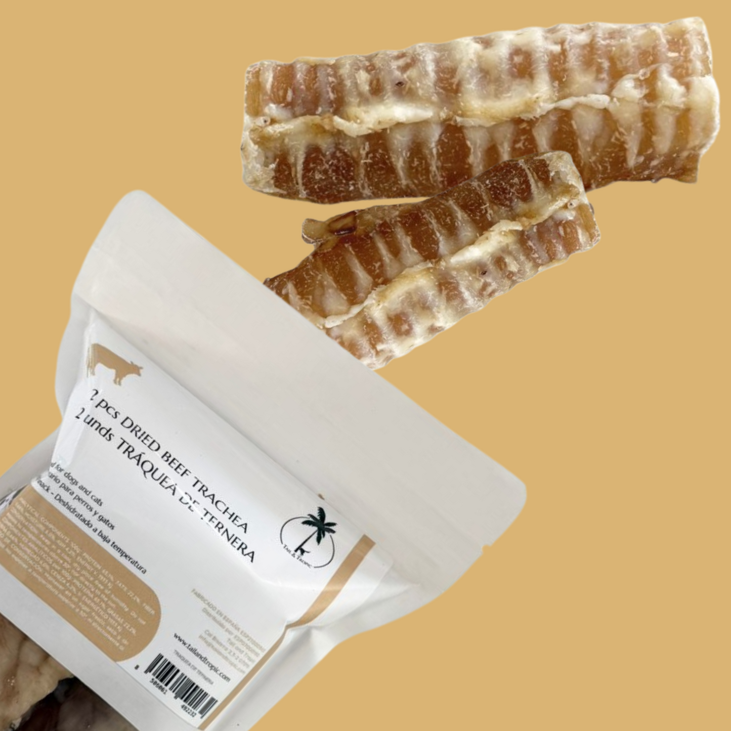 2pcs BEEF TRACHEA - dehydrated natural snack for dogs