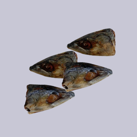 DRIED MACKEREL HEADS - Dehydrated natural snack for dogs and cats
