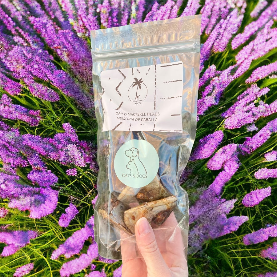 DRIED MACKEREL HEADS - Dehydrated natural snack for dogs and cats