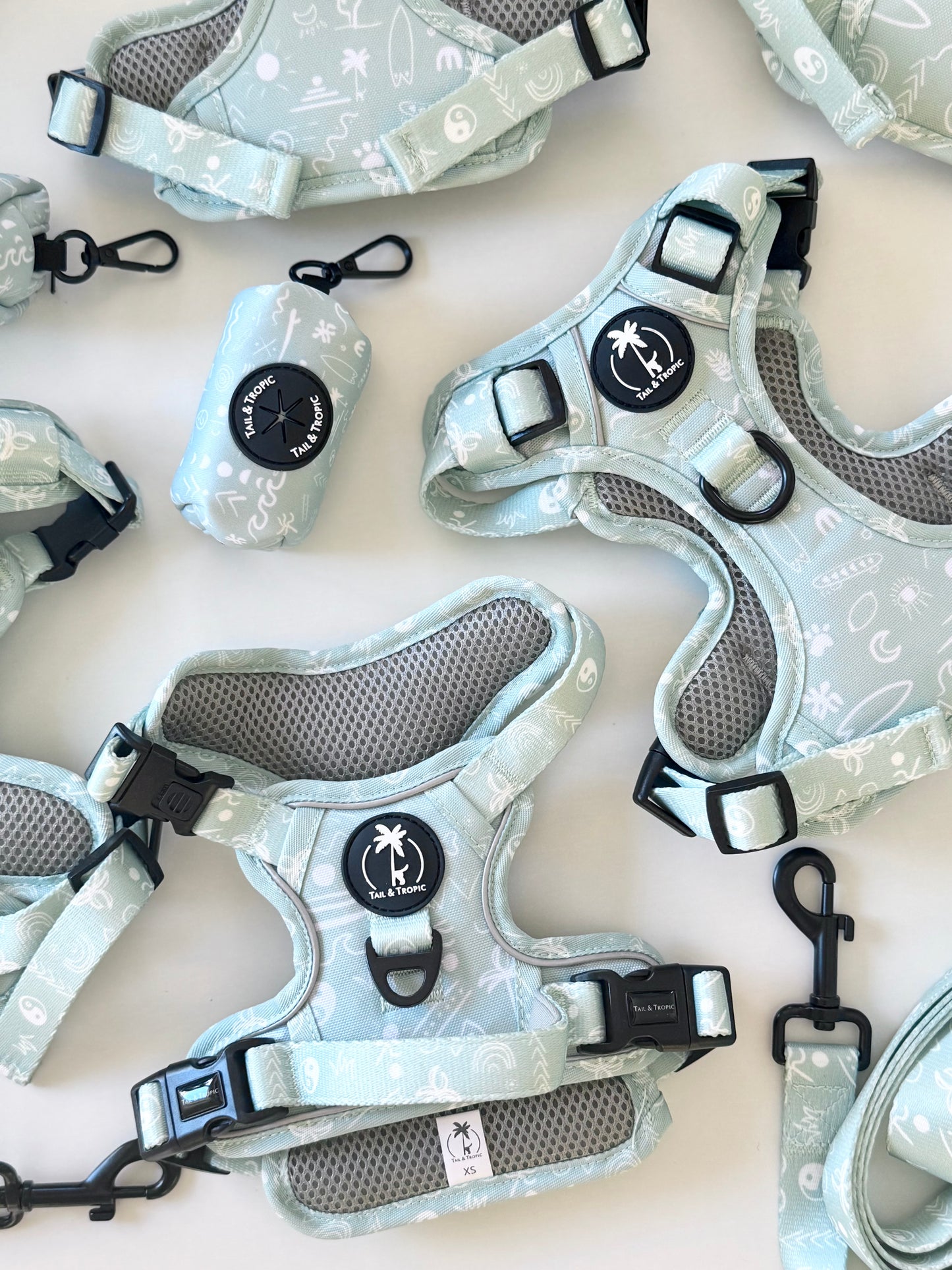 All Terrain Dog Harness – AURA Collection - Mediterranean Blue with Boho Spirit - Tail and Tropic Dog Harness 4x4