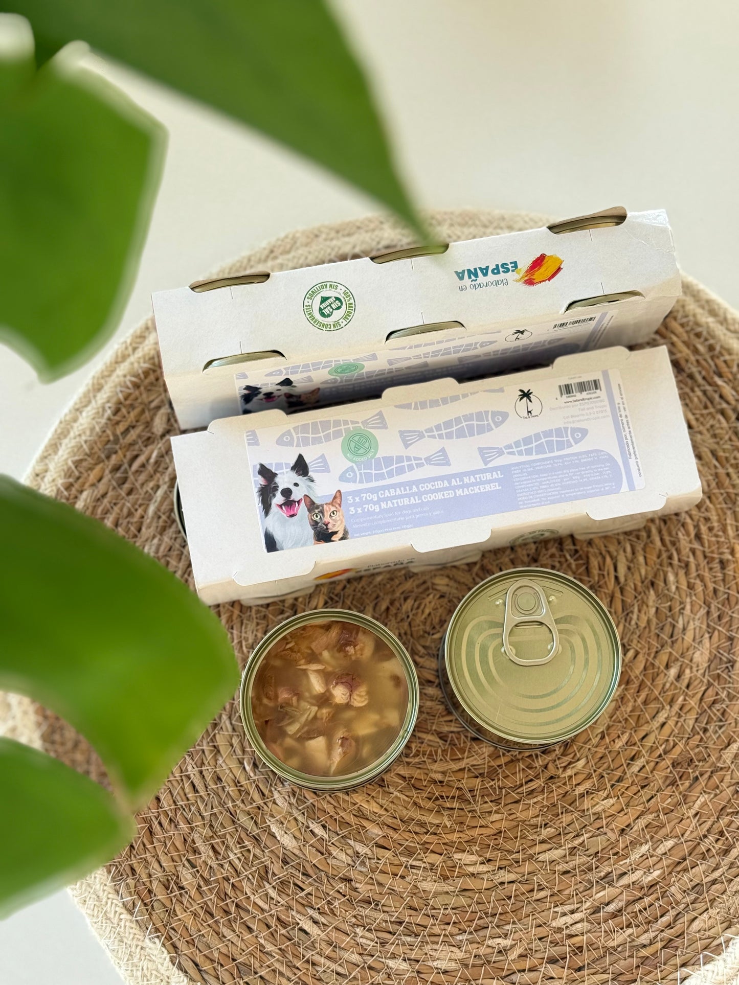 NATURAL COOKED MACKEREL TINS - 3x70g tins for dogs & cats - Tail & Tropic natural pet food