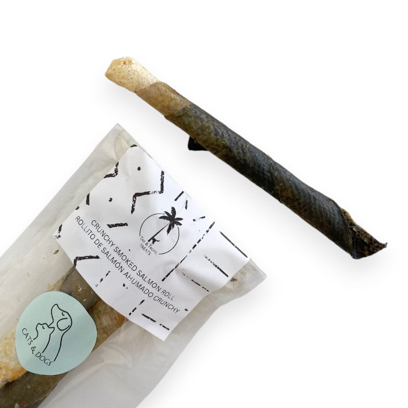 SMOKED SALMON CRUNCHY ROLL - Dehydrated snack for cats and dogs