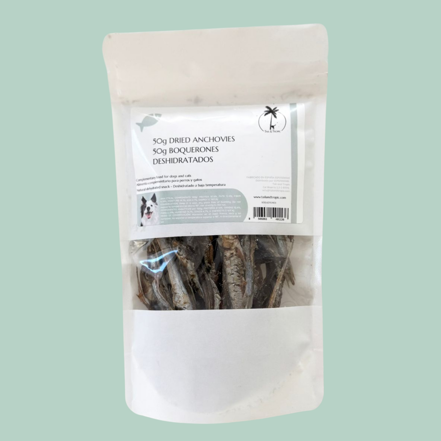 50g DRIED ANCHOVIES - Dehydrated natural treat for dogs and cats