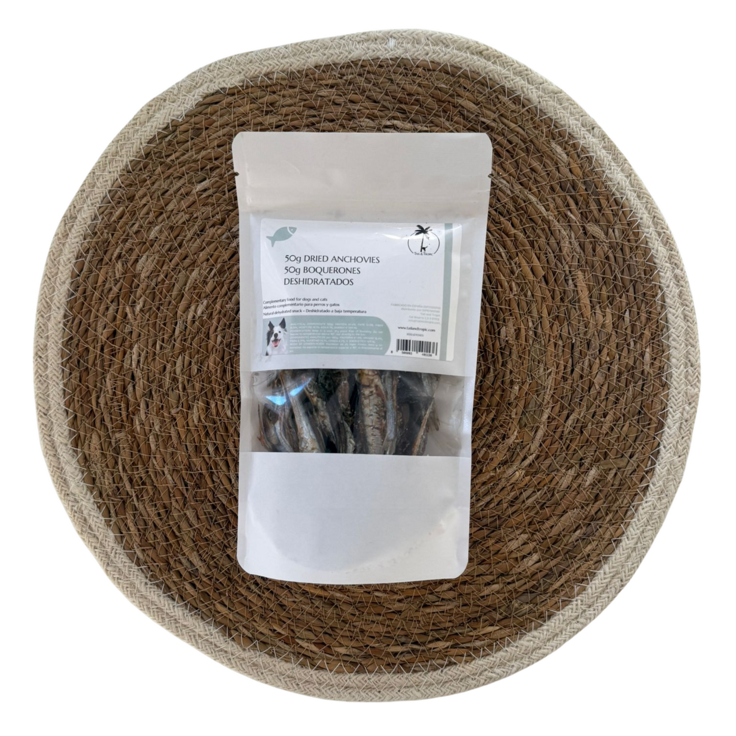 50g DRIED ANCHOVIES - Dehydrated natural treat for dogs and cats