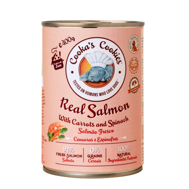 SALMON CARROT & SPINACH Humid Tinned Food from Cookas Cookies - Tail & Tropic