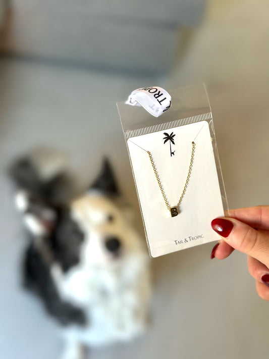 PET INITIAL NECKLACE - Tail and Tropic Stainless steel gold colour necklace letter