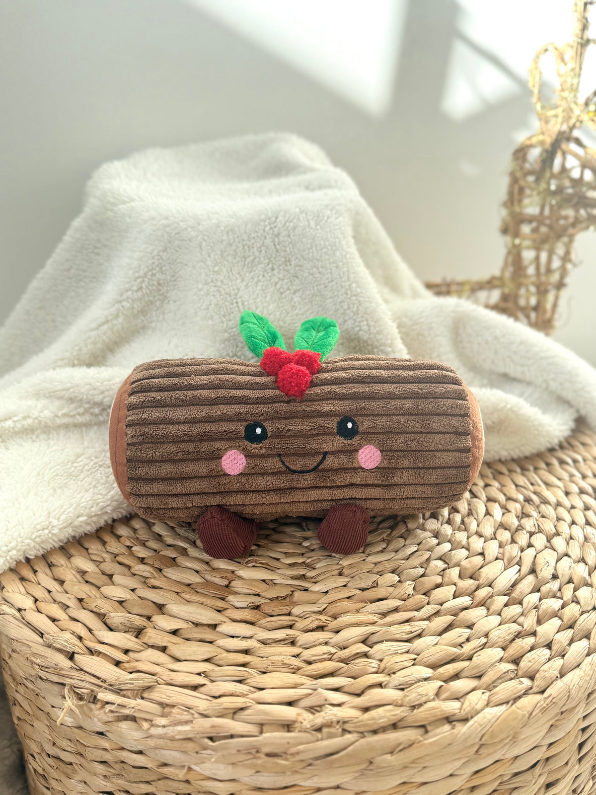Yule Log Plush Squeaky Dog Toy