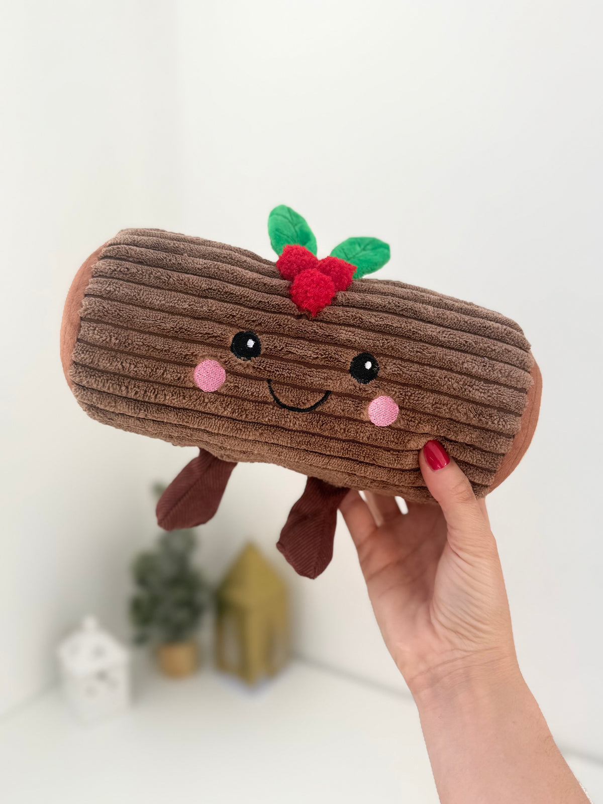 Yule Log Plush Squeaky Dog Toy