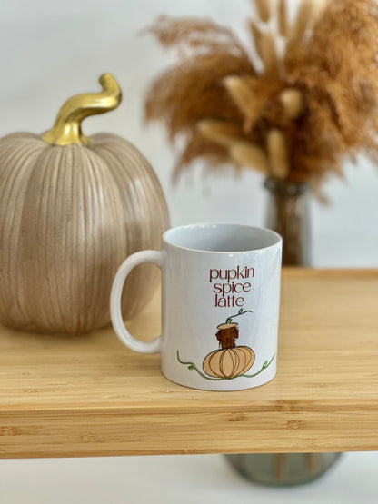 Autumn/Fall/Halloween mug - PUPKIN SPICE LATTE - Tail and Tropic mug for dog and cat moms