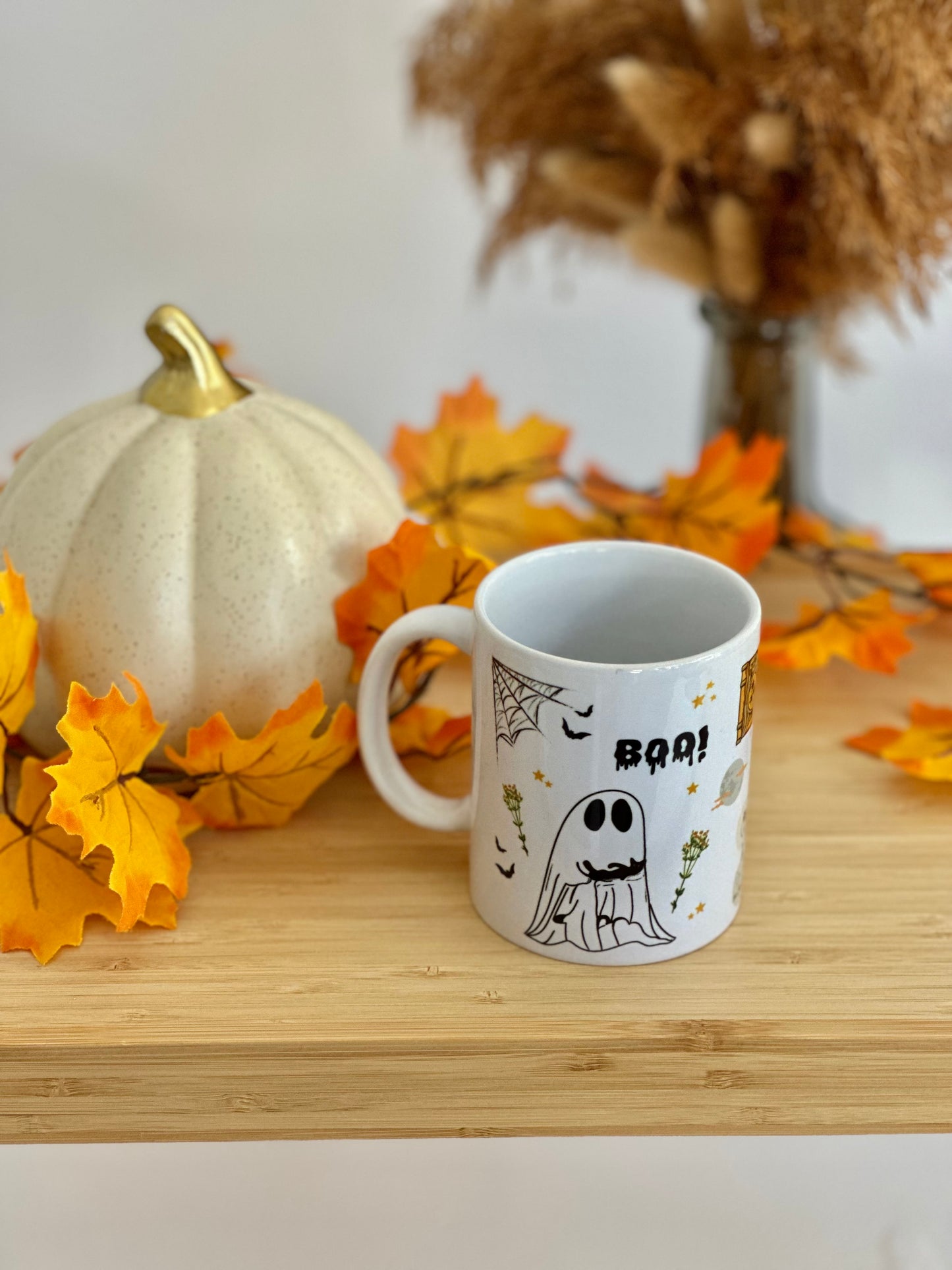 Autumn/Fall/Halloween mug - BOO! - Tail and Tropic mug for dog and cat moms