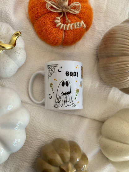 Autumn/Fall/Halloween mug - BOO! - Tail and Tropic mug for dog and cat moms