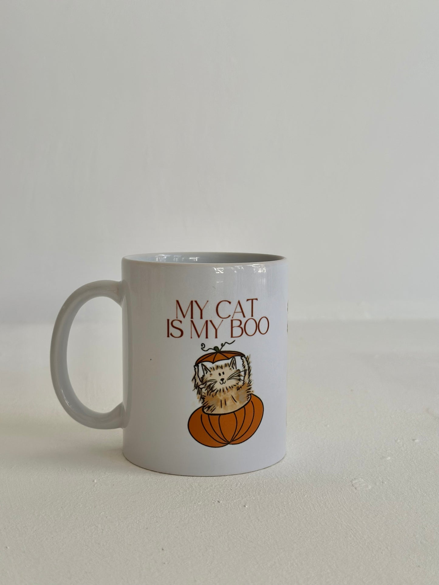 Autumn/Fall/Halloween mug - MY CAT IS MY BOO! - Tail and Tropic mug for dog and cat moms