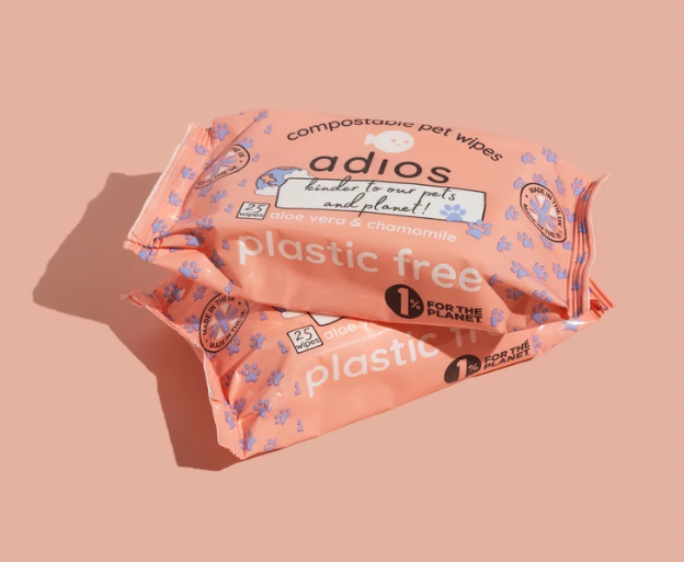 Adios Compostable Pet Wipes – 25 Pack