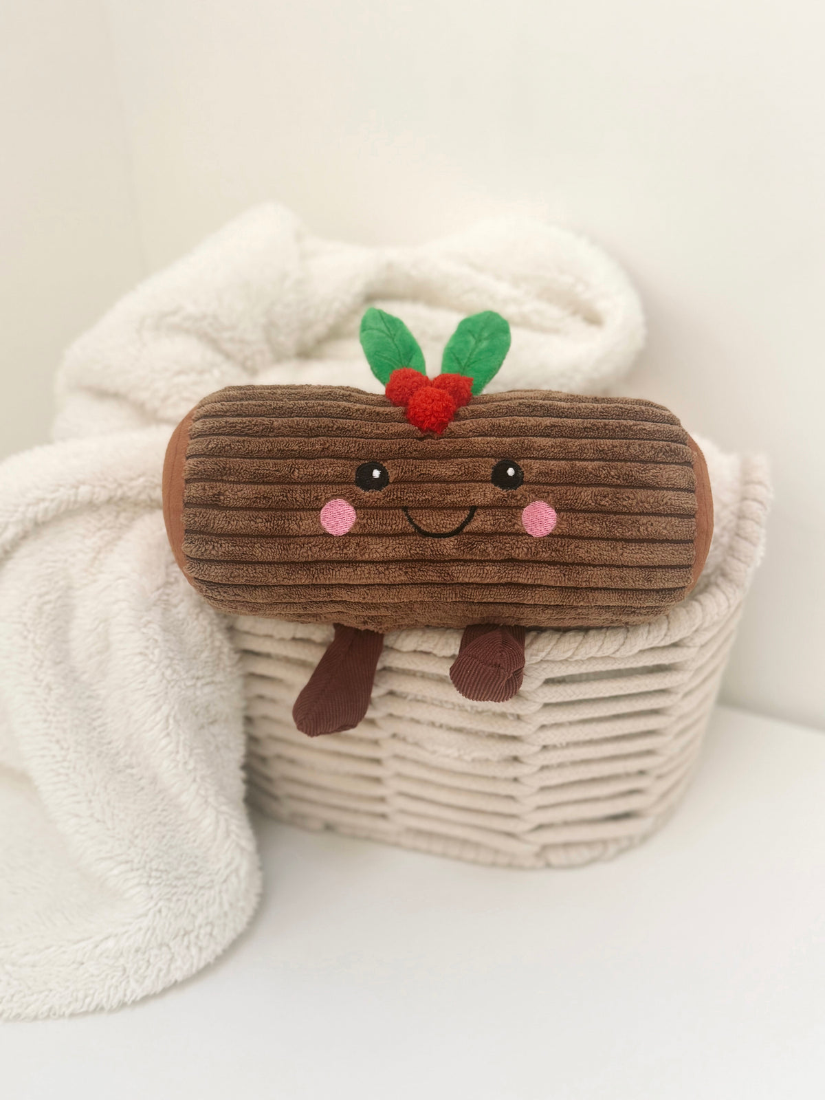 Yule Log Plush Squeaky Dog Toy