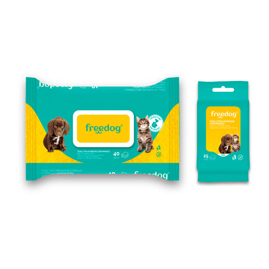 Freedog Wet Wipes with Mango & Aloe Vera – 40 pcs o 25 pcs (pocket) - Tail and Tropic