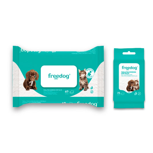 Freedog Wet Wipes with Talcum Powder – 40 pcs o 25 pcs (pocket) - Tail and Tropic
